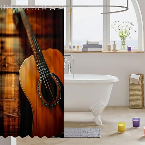 Guitar shower curtain set for kids feelyou musical 72x78 waterproofbath curtain