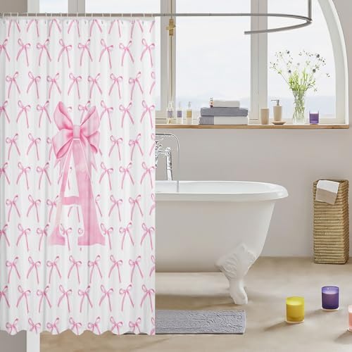 Stylish Cartoon Bowknot Shower Curtain Set