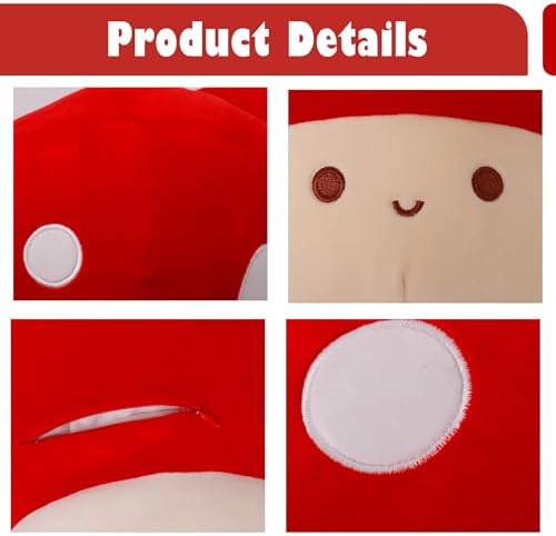 4PCS 12-Inch Mushroom Plush Pillow for Kids and Adults