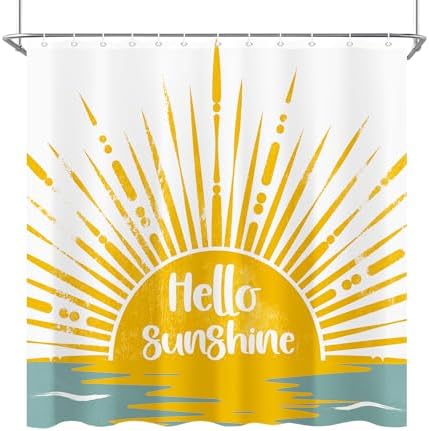 70s Yellow Sun Shower Curtain Set 72X72