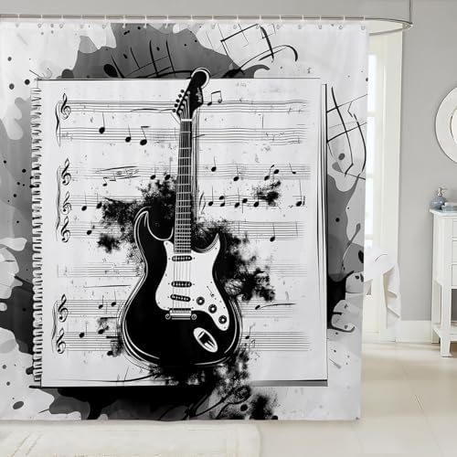 Feelyou Music Bath Curtain 72x78 Guitar
