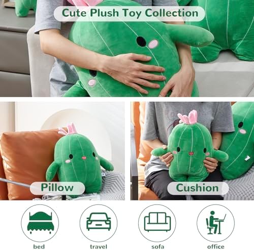 Cuddly Big Soft Cactus Plush Pillow and Blanket Set