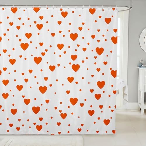 Feelyou Cute Love Hearts Bathroom Shower Curtain Set - 72x72