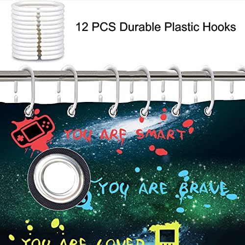 ALEXEX 4 PCS Star Outer Space Kids Shower Curtain Set