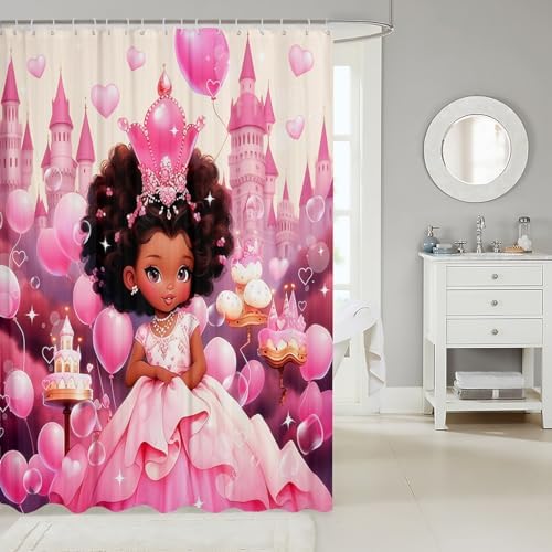 Manfei American Style Fairy Tale Black Princess Shower Curtain Set