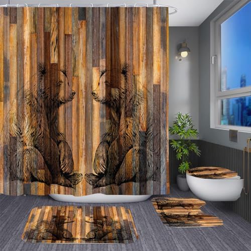 72x72 inch Boys Bear Bathroom Set with Rugs Mat More
