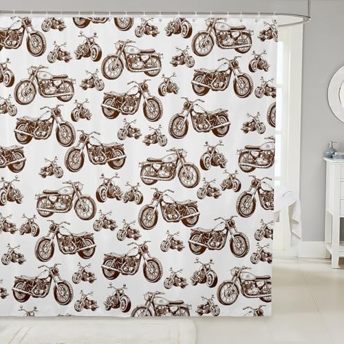 Feelyou Brown Retro Motorcycle Shower Curtain