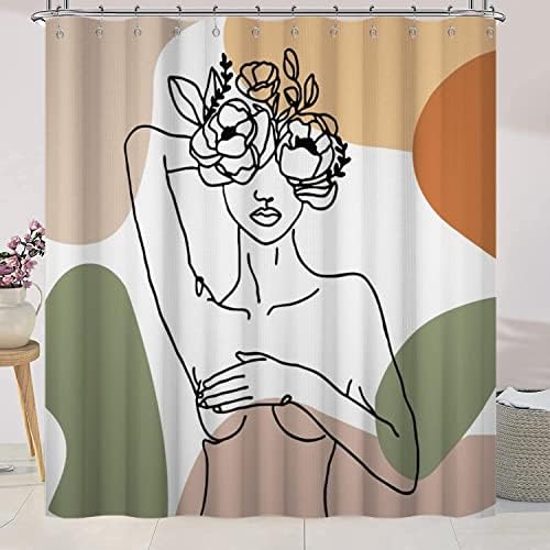 LCIWaffle Bathroom Shower Curtain Abstract Woman Weighted Bottom waterproof Soft 72x72 inch