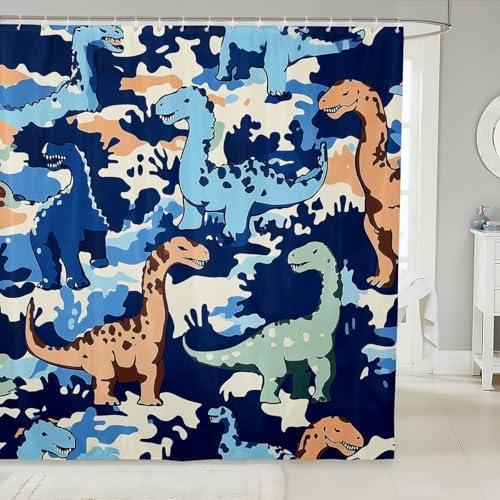 Waterproof Camo Dinosaur Shower Curtain