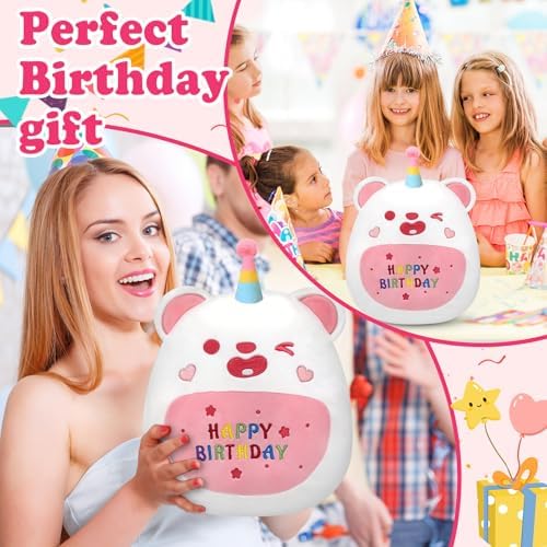 Birthday Bear Plush Pillow Toy