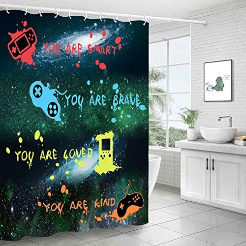 ALEXEX 4 PCS Star Outer Space Kids Shower Curtain Set