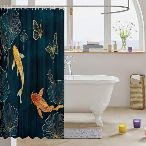 Unique Japanese Koi Fish Shower Curtain