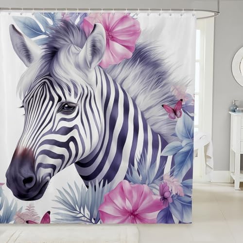 Feelyou Zebra Shower Curtain Black White for Kids Adults Waterproof Fun