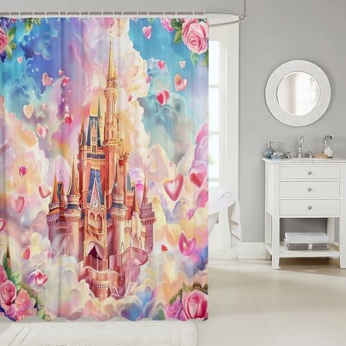 Manfei Cartoon Castle Girly Shower Curtain Set