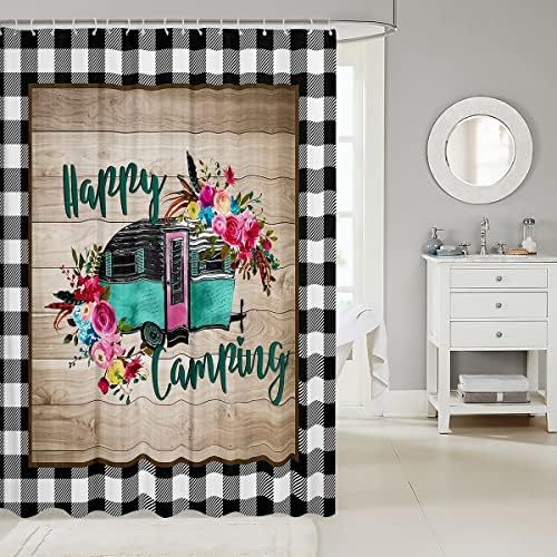 Manfei RV Happy Travel Shower Curtains