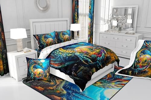 Feelyou Dragon Bath Curtain Set for Kids