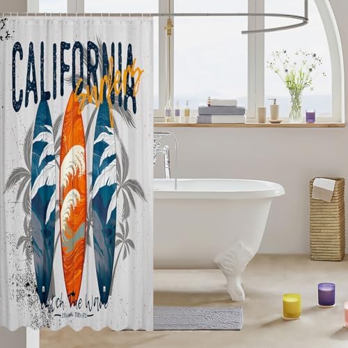 Fun Kids Surfing Bathroom Curtains