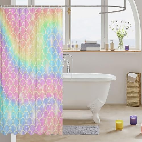 Feelyou Glitter Pink Blue Shower Curtain