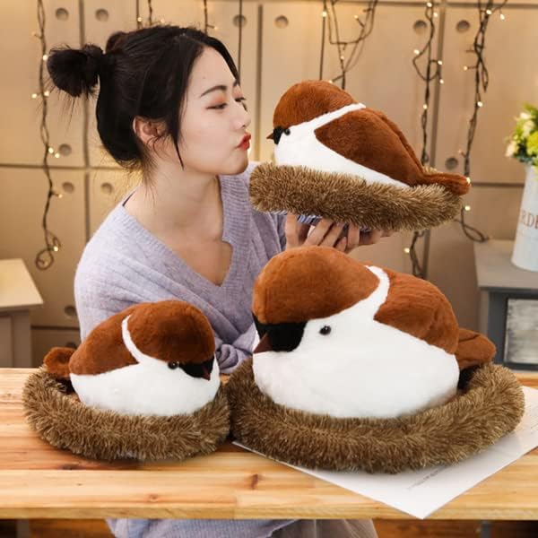 Sparrow Plush Doll with Birds Nest
