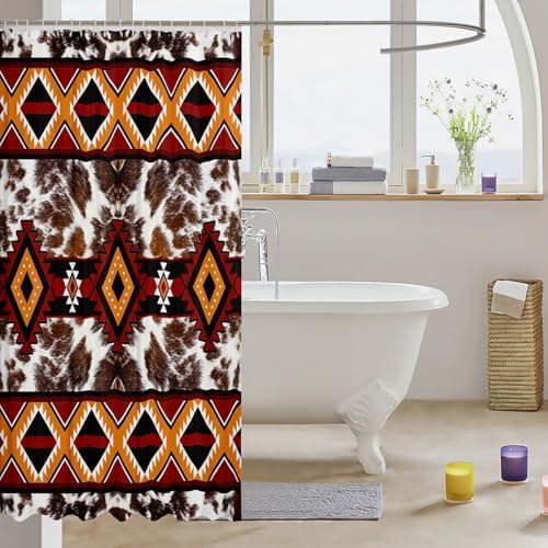 Feelyou Cow Print Shower Curtain 72x78 inches Bohemian Bath Accessory