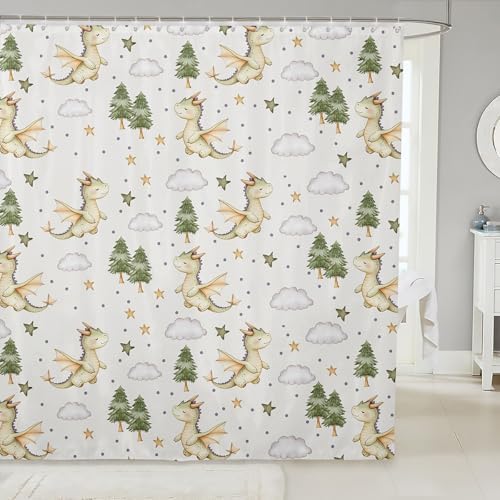 Manfei Cute Dragon Animal Wings Shower Curtain