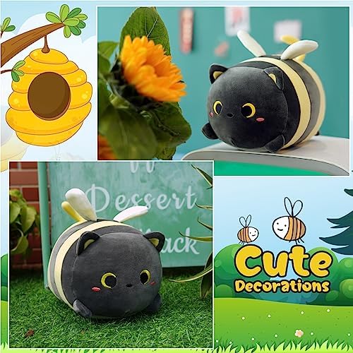 Black Cat Bee Plush Pillow