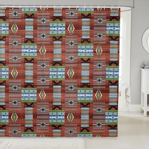 Feelyou Red Geometric Bath Curtain 72x72 Kids Bath Style