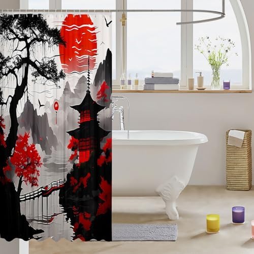 Jejeloiu Kids Japanese Shower Curtain Set 72x84