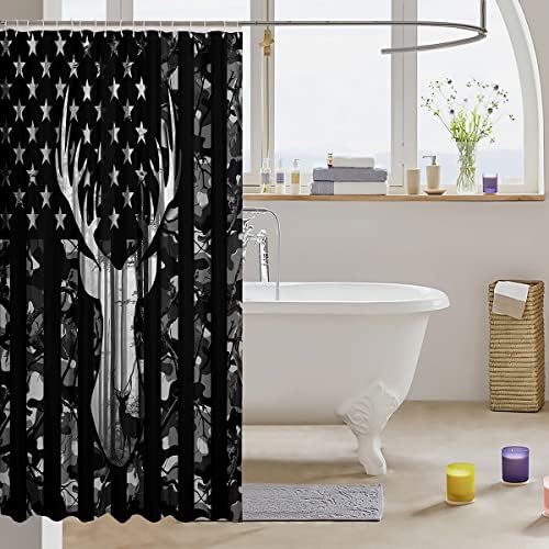 Manfei Deer Antlers Silhouette Bath Shower Curtain