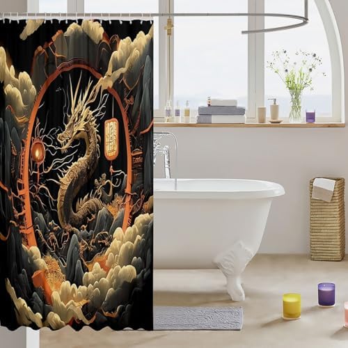 Feelyou Cartoon Dragon Bath Curtain 72x78 - Personalized for Kids