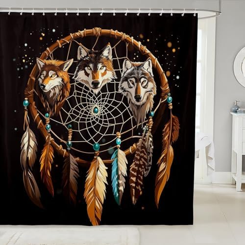Feelyou Wolves Howling Shower Curtain Set 72x72