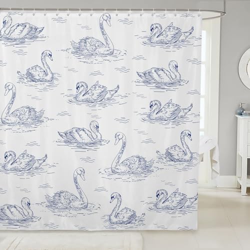 Feelyou Cartoon Swan 72x78-Inch Kids Bath Shower Curtain