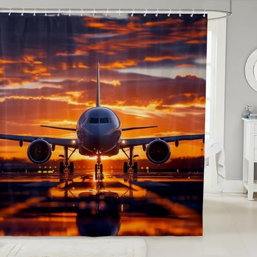 Exquisite Kids Airplane Shower Curtain Unique Plane Bathrollo 72x84