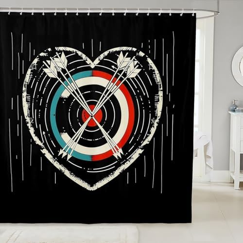 Erbeth ladies fun kids archery theme waterproof shower curtain with hooks