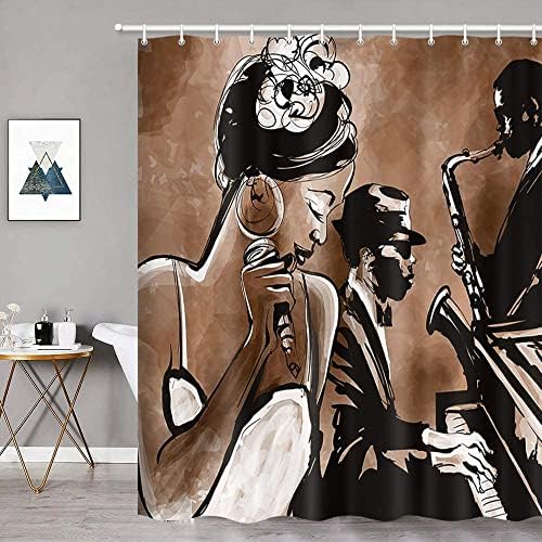 NYMB Fresh Powerful African Woman Jazz Shower Curtain Set