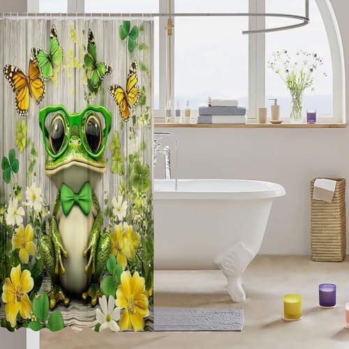 Feelyou Frog 72x72 Cute Forest Green Bathroom Shower Curtain