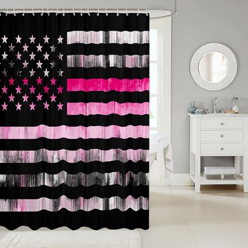 Feelyou 72x72 American Flag Bath Curtain Set