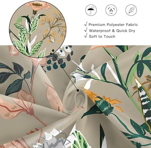 Beige-Pink Boho Floral Shower Curtain Fresh Breeze in Your Bathroom