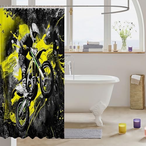 Feelyou Motorbike Shower curtain for Kids and Adults Fun and Durable