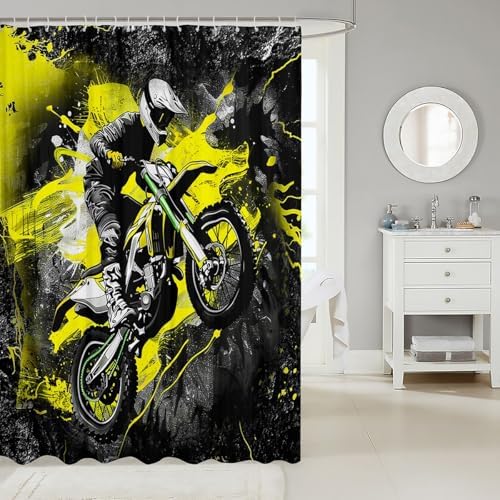 Feelyou Motorbike Shower curtain for Kids and Adults Fun and Durable