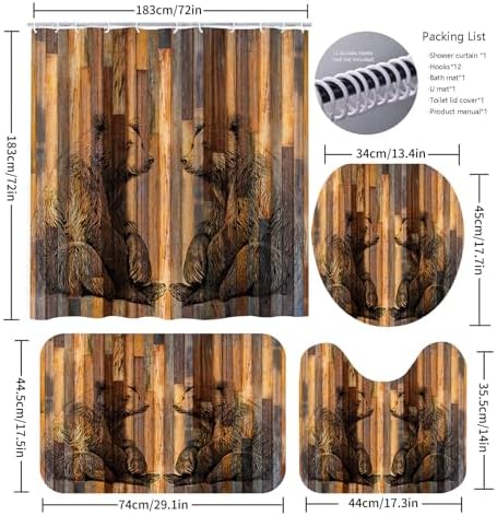 72x72 inch Boys Bear Bathroom Set with Rugs Mat More