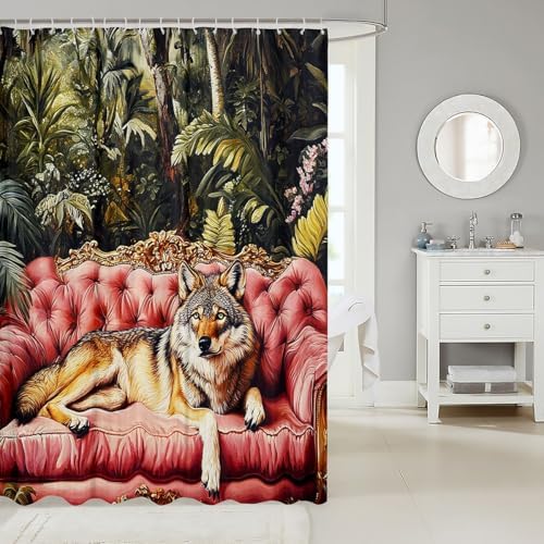 jejeloiu Wolf Bath Curtain