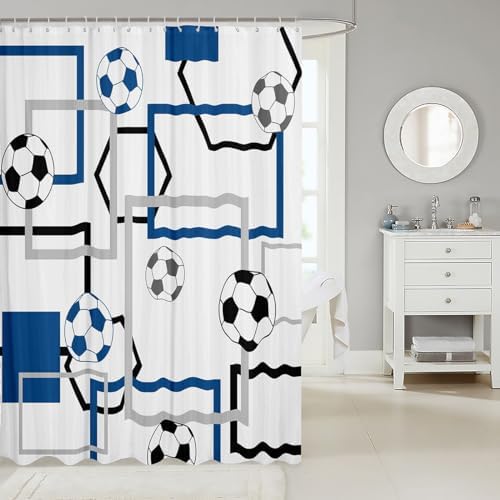Manfei Soccer Game Kids Shower Curtain Set