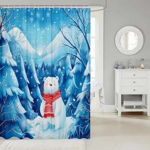 Manfei Cartoon Polar Bear Kids Bath Curtains 72 x 72
