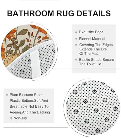 4PCS Fall Cream Pumpkin Shower Curtain Set