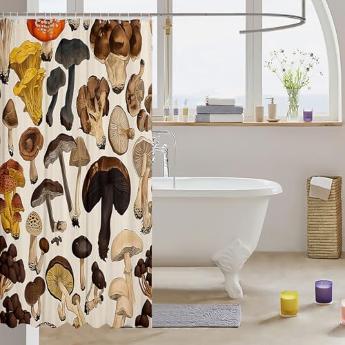 Feelyou Cute Mushroom Shower Curtain - 72x78 Fun Design