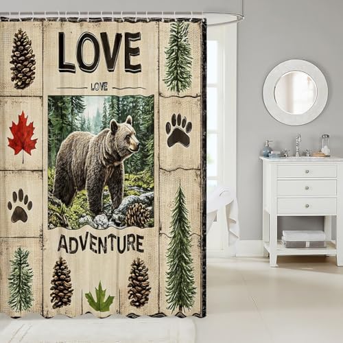 Feelyou Cabin Bear 72x78 Bath curtain