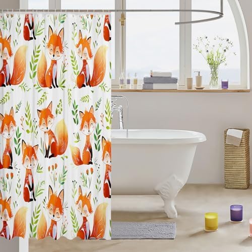Feelyou Cartoon Fox Shower Curtain Set 72x78
