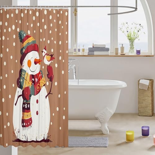 Feelyou Merry Christmas Snowman 72x78 Bath Curtain