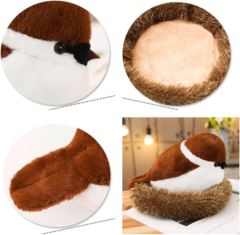Sparrow Plush Doll with Birds Nest